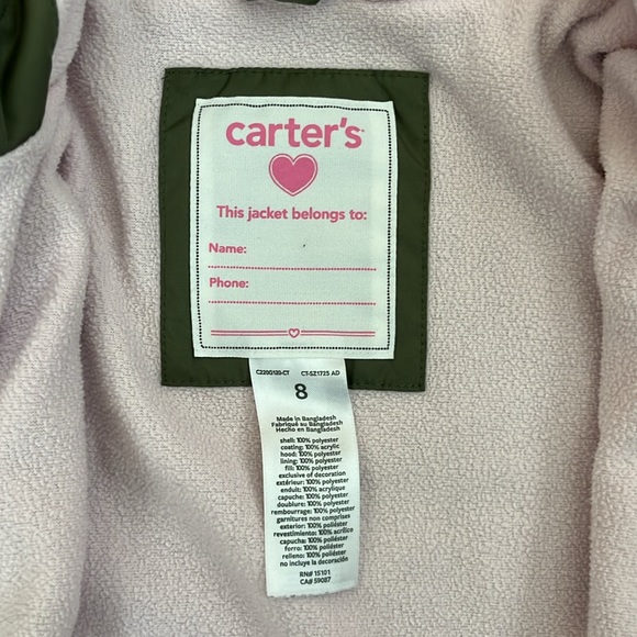 Carter’s - Girls Lightweight Coat - Size 8 - Picture 3 of 8